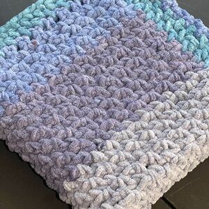 Chunky Blue and Purple Crochet Throw